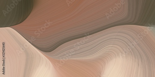 creative fluid artistic graphic with modern curvy waves background illustration with gray gray, dark olive green and tan color