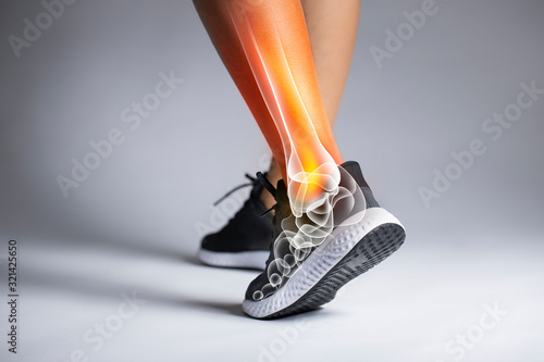 Ankle pain in detail - Sports injuries concept. © dragonstock