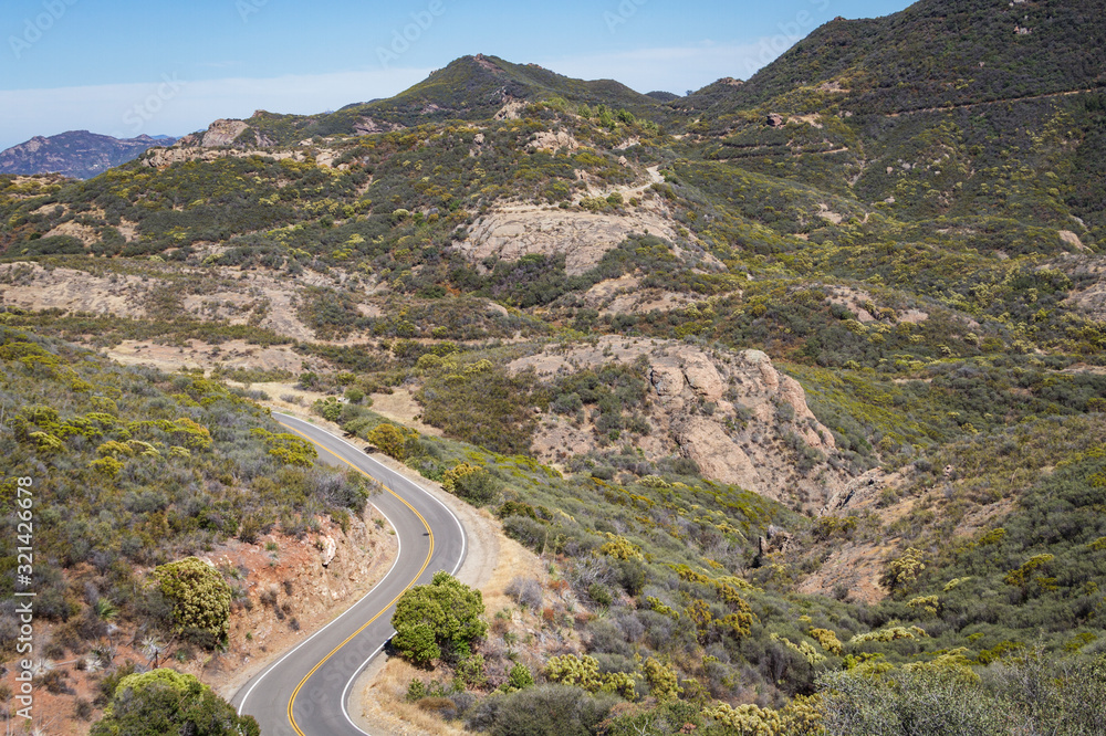 Overlooking a highway in the Santa Monica Mountains, California