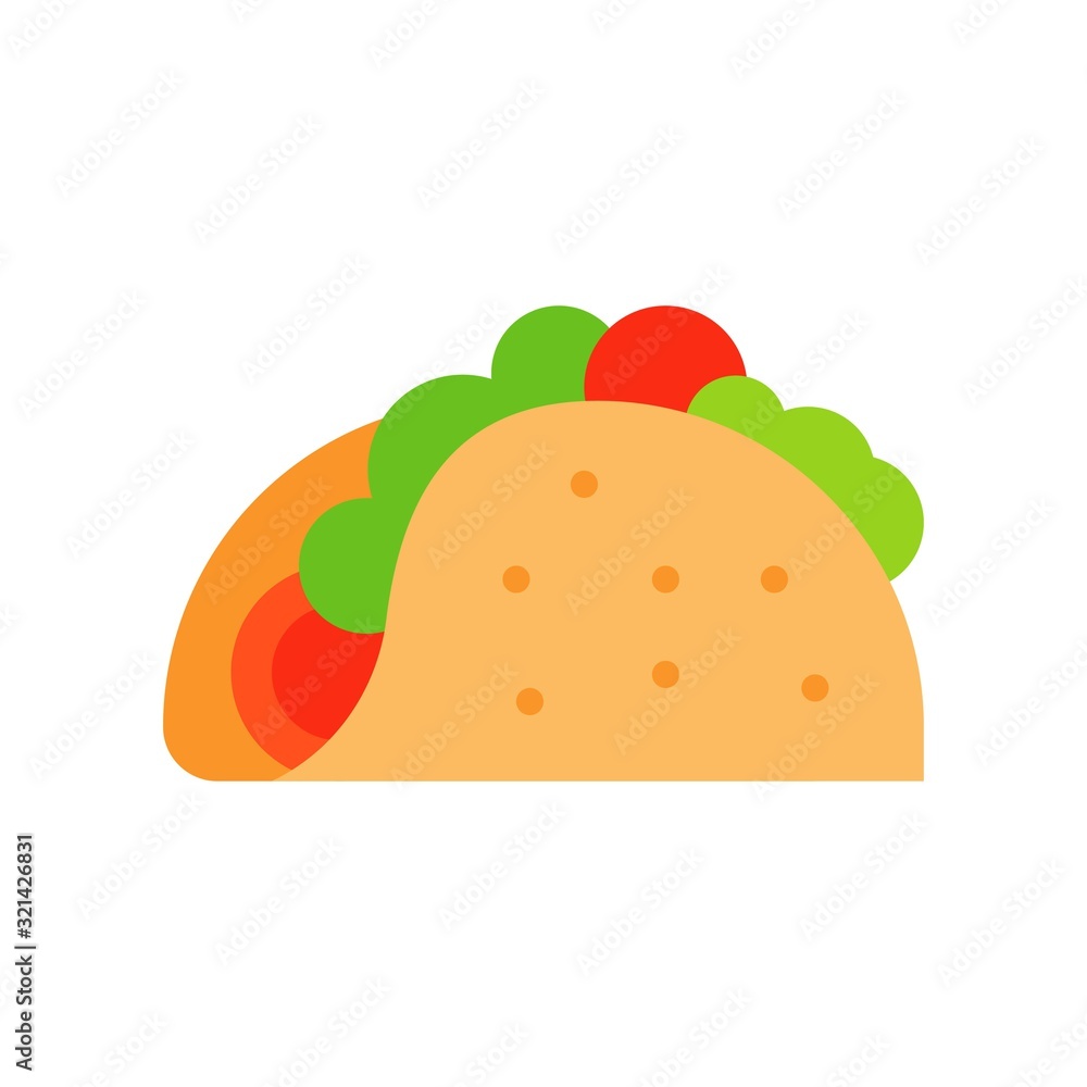 Taco vector, fast food related flat design icon Taco vector, fast food related flat design icon