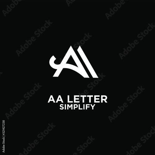 white AA simple modern letter logo design with black background