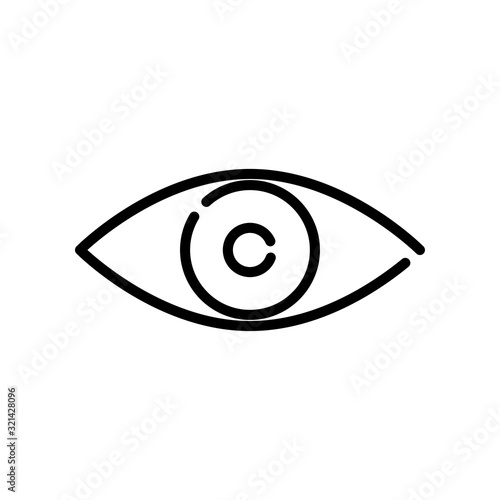 Icono plano lineal ojo en color negro