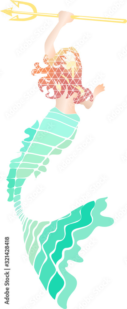 Graphic art - vector illustration of a beautiful mermaid