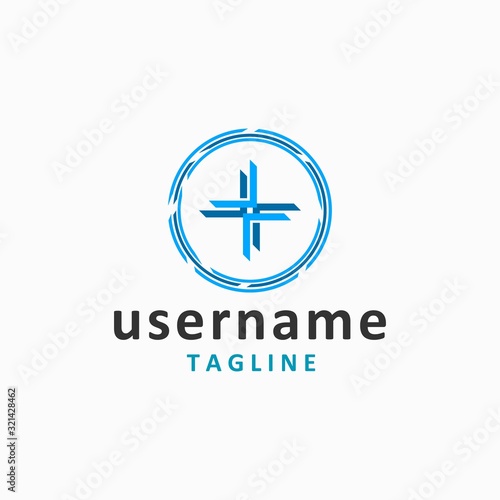 circle cross logo design inspriation . circle medical logo design template . sharp healthcare logo design