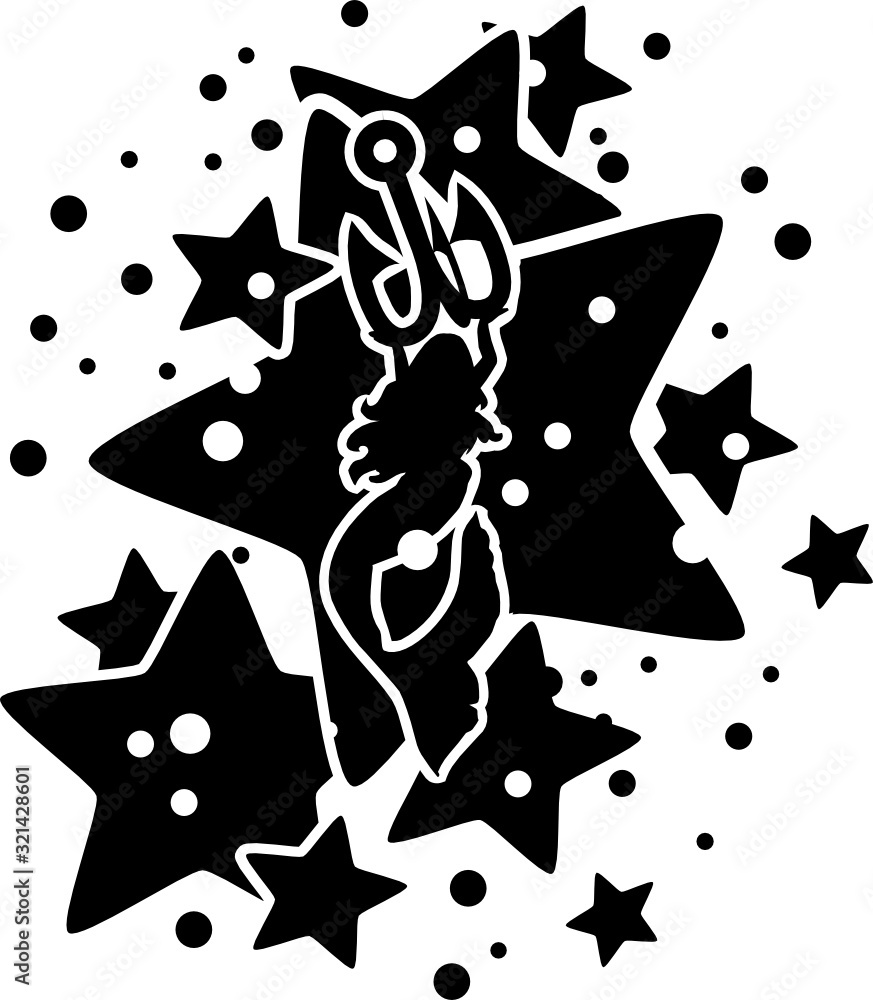 Graphic art - vector illustration of a beautiful mermaid - black ink silhouet Graphic art - vector illustration of a beautiful mermaid - black ink silhouet