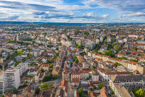 Amazing aerial view of Dijon townscape under summer blue sky © Quang