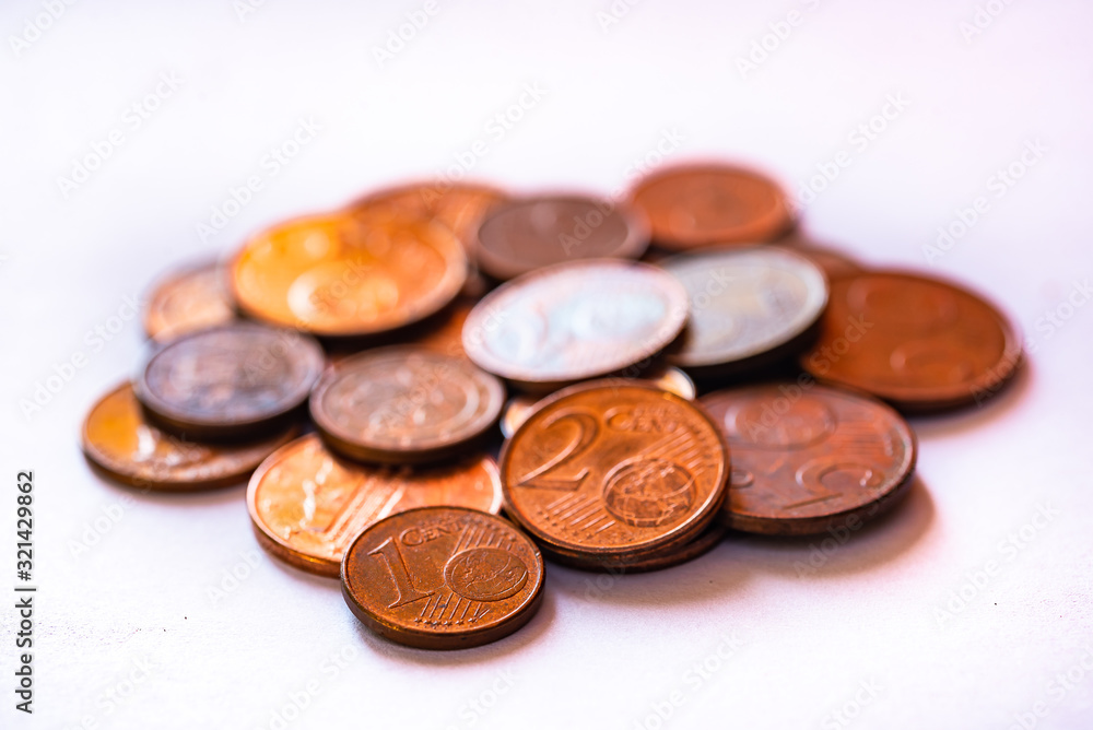 Euro Cent Münzen Makro Kupfer Stock Photo | Adobe Stock