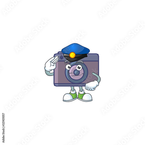 A character design of retro camera working as a Police officer