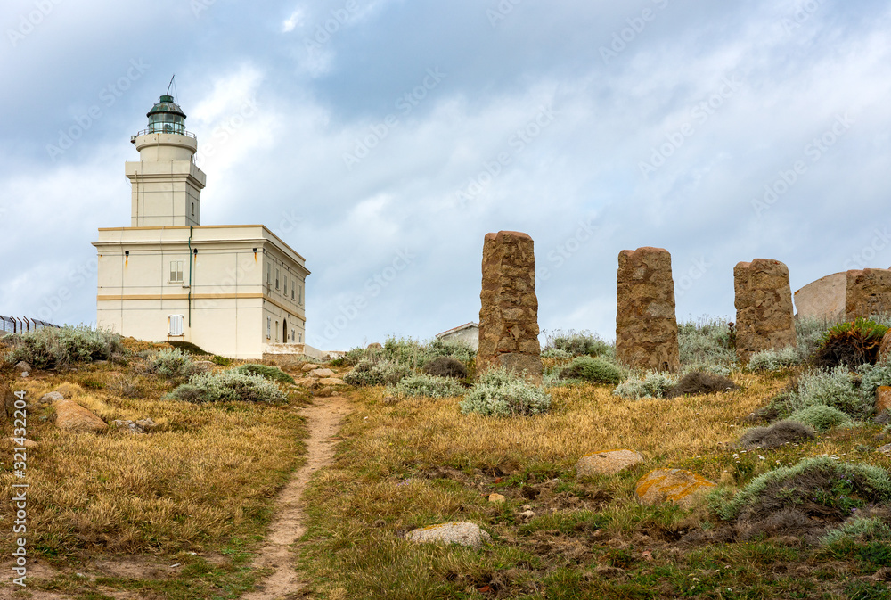 The Capo Testa lighthouse in Sardinia, Italy