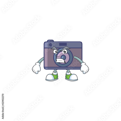 cartoon character of retro camera with angry face