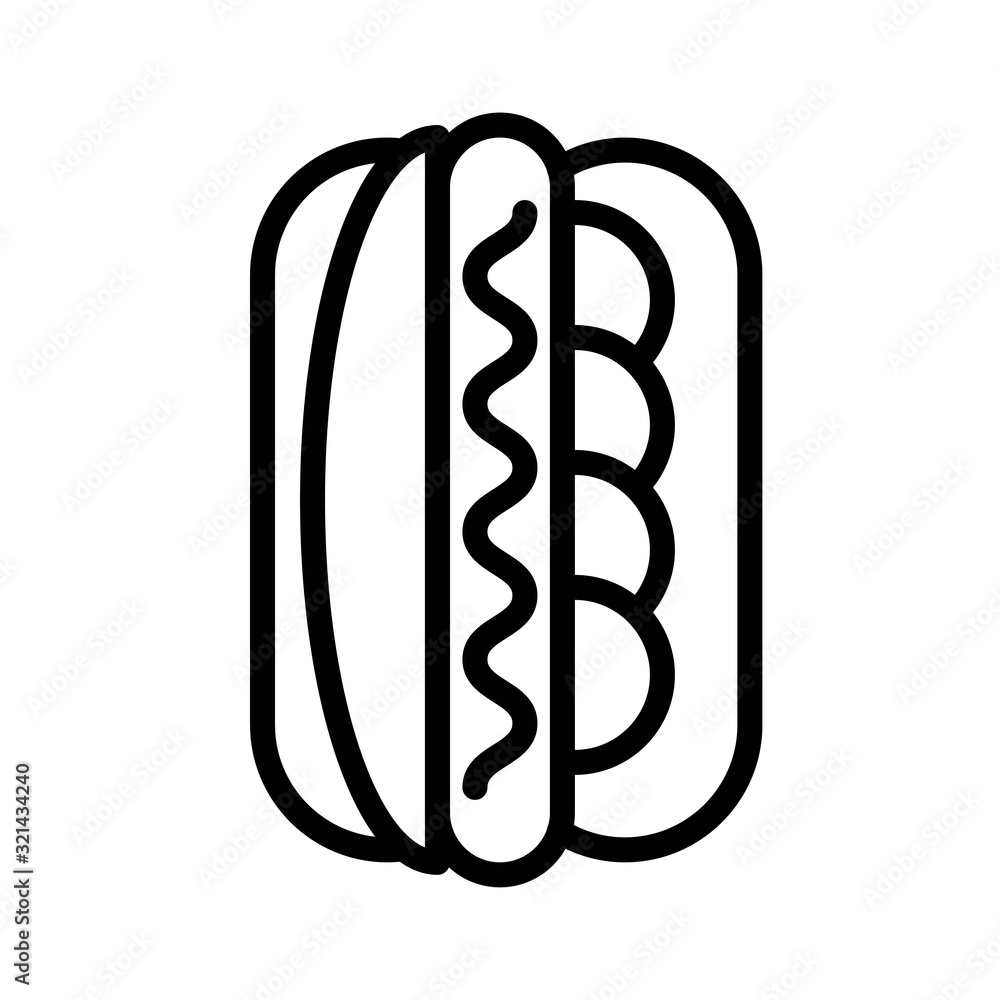 Hotdog vector, fast food related line design icon Hotdog vector, fast food related line design icon