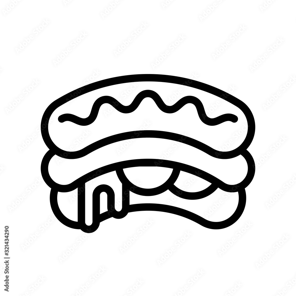 Hotdog vector, fast food related line design icon Hotdog vector, fast food related line design icon