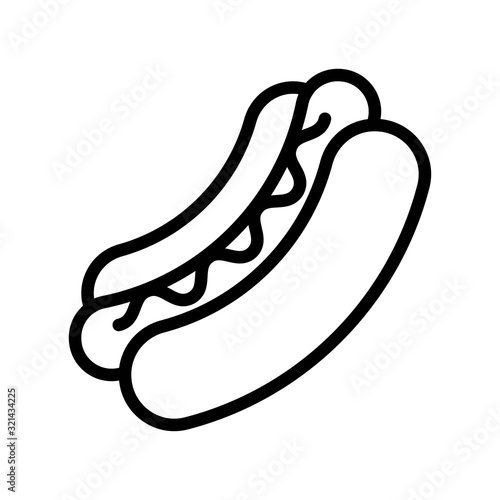 Hotdog vector, fast food related line design icon