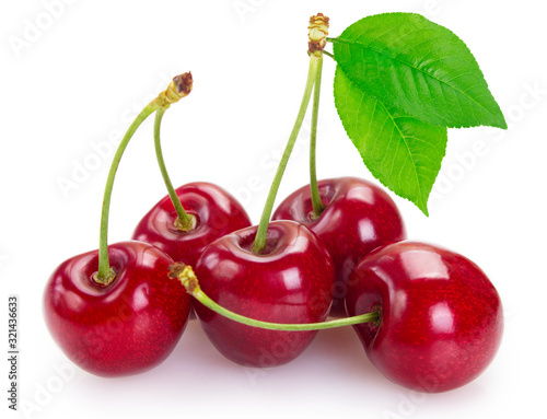 Fresh cherry on white background