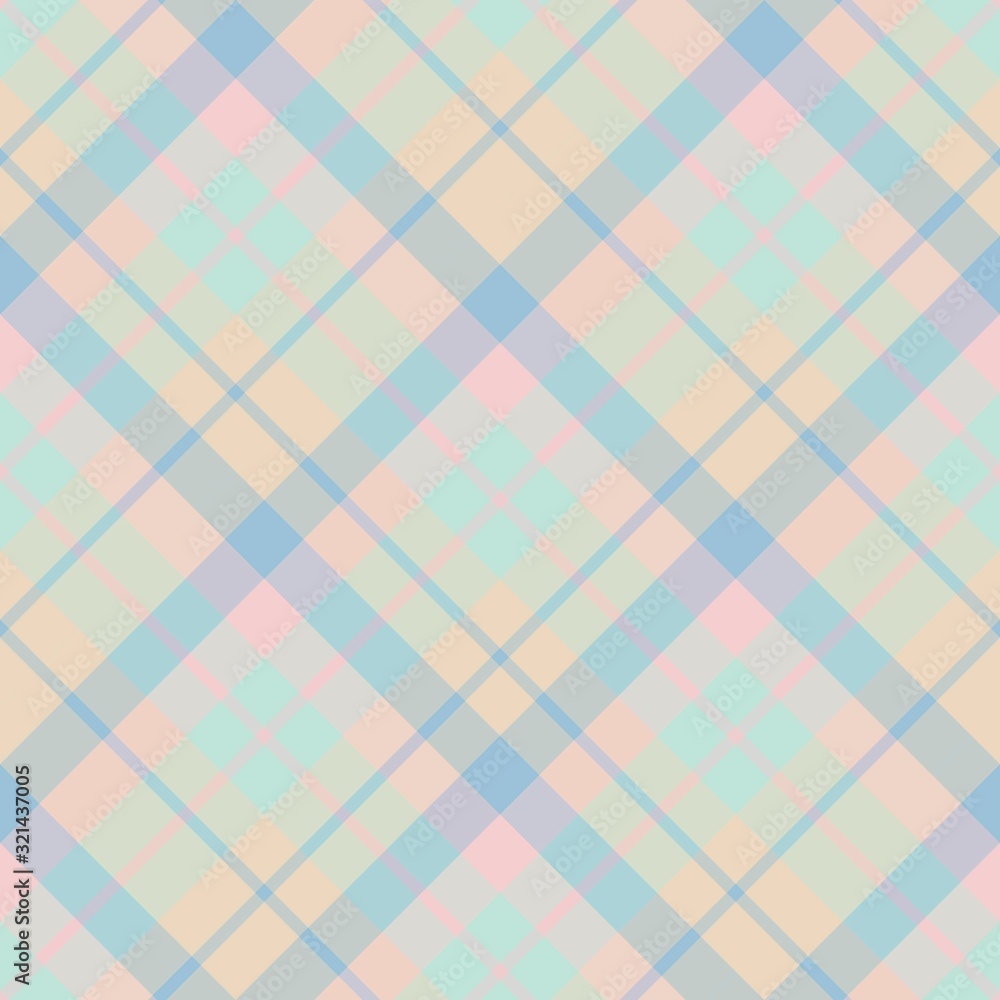 Seamless pattern in fantasy beige, light pink and blue colors for plaid, fabric, textile, clothes, tablecloth and other things. Vector image. 2 Seamless pattern in fantasy beige, light pink and blue colors for plaid, fabric, textile, clothes, tablecloth and other things. Vector image. 2