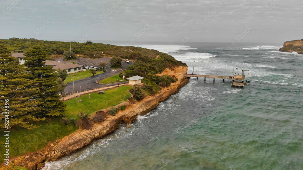 Obraz premium Aerial view of Port Campbell coastline, Australia