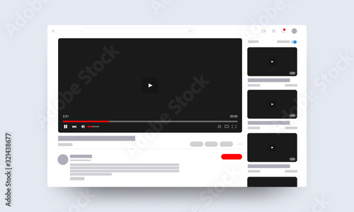 Web video player page concept. Vector illustration photo