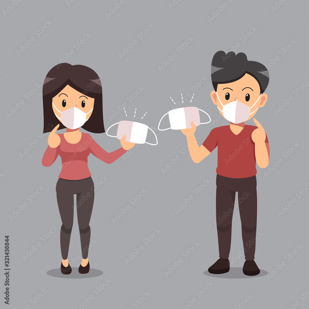 Air pollution concept couple wearing protective face mask for design. Air pollution concept couple wearing protective face mask for design.