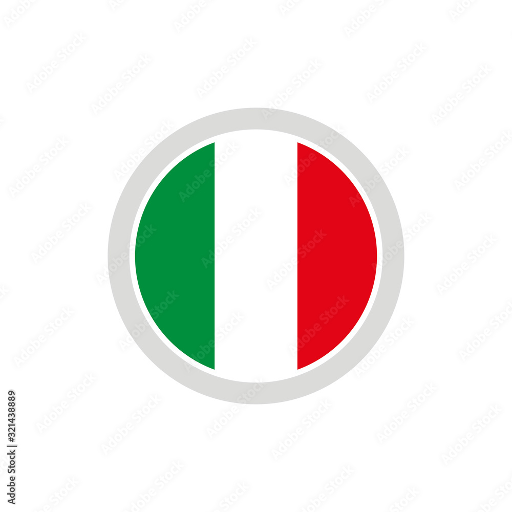 Isolated round shape Italy flag vector logo. Italian national symbol on the white background. Isolated round shape Italy flag vector logo. Italian national symbol on the white background.