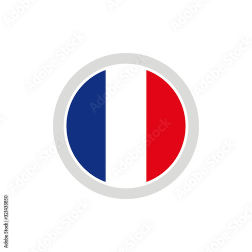 Isolated round shape France flag vector logo. French national symbol on the white background.