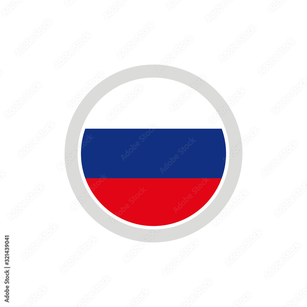 Isolated round shape Russia flag vector logo. Russian national symbol on the white background. Isolated round shape Russia flag vector logo. Russian national symbol on the white background.