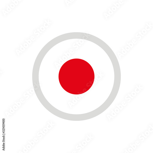 Isolated round shape Japan flag vector logo. Japanese national symbol on the white background.
