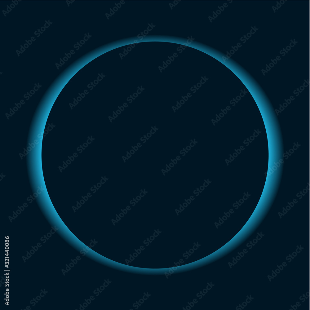 Blue neon banner. Circle shape of background Blue neon banner. Circle shape of background