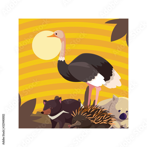 card with animals in australian landscape