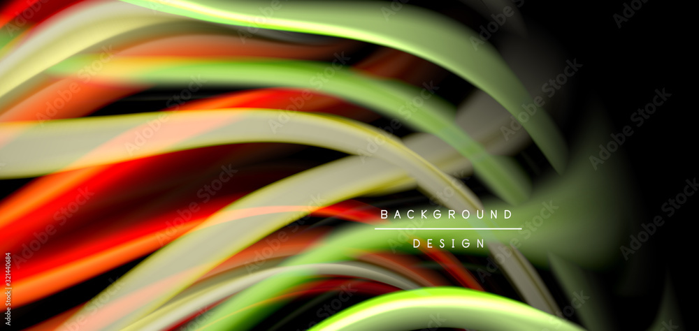 Abstract silk smooth lines on black, multicolored liquid fluid rainbow style waves on black Abstract silk smooth lines on black, multicolored liquid fluid rainbow style waves on black