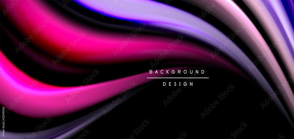 Abstract silk smooth lines on black, multicolored liquid fluid rainbow style waves on black Abstract silk smooth lines on black, multicolored liquid fluid rainbow style waves on black