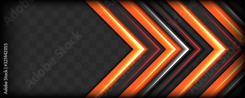 abstract dark gray technology background with orange geometric shape