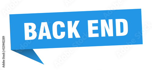 back end speech bubble. back end ribbon sign. back end banner