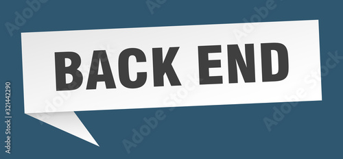 back end speech bubble. back end ribbon sign. back end banner