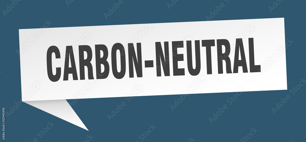 carbon-neutral speech bubble. carbon-neutral ribbon sign. carbon-neutral banner
