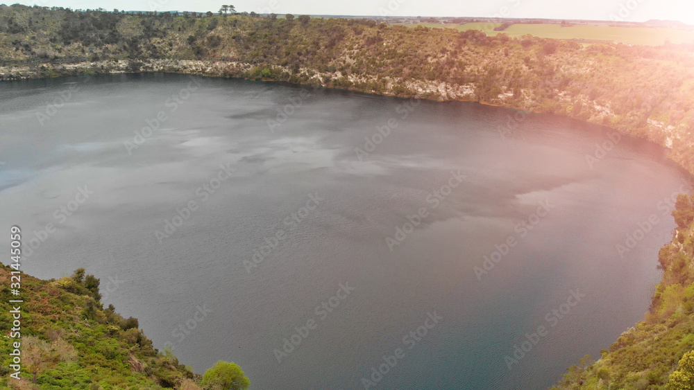 Beautiful aerial view of Blue Lake in Mount Gambier, Australia