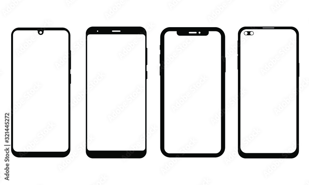 Smartphone, mobile phone, iPhone on white background,Transparent black and white mobile phone. icon-vector. Smartphone, mobile phone, iPhone on white background,Transparent black and white mobile phone. icon-vector.
