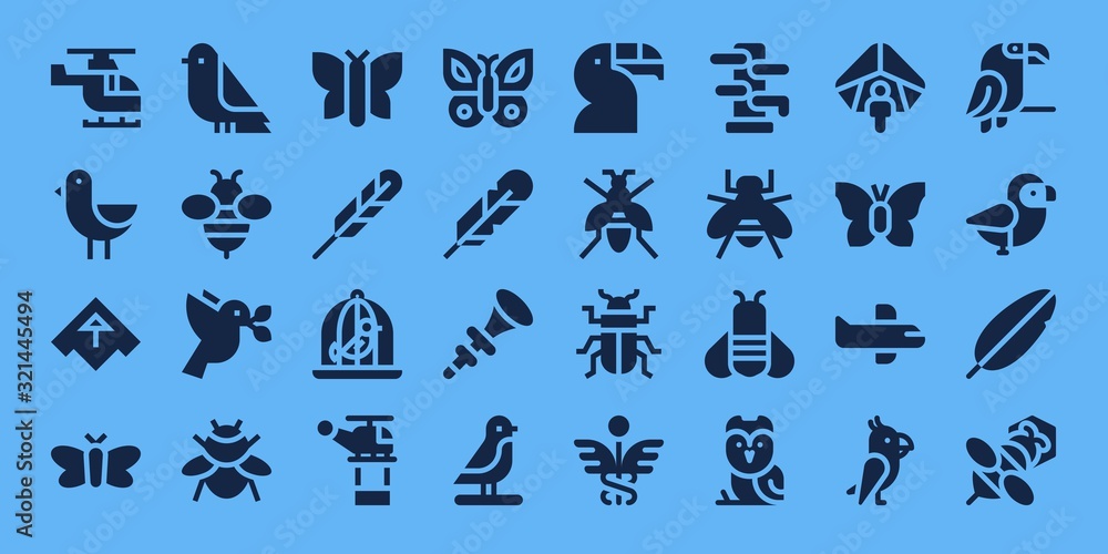Modern Simple Set of wing Vector filled Icons