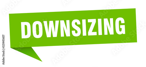 downsizing speech bubble. downsizing ribbon sign. downsizing banner