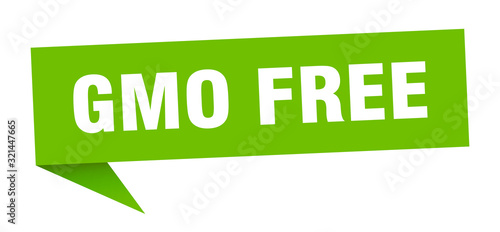 gmo free speech bubble. gmo free ribbon sign. gmo free banner