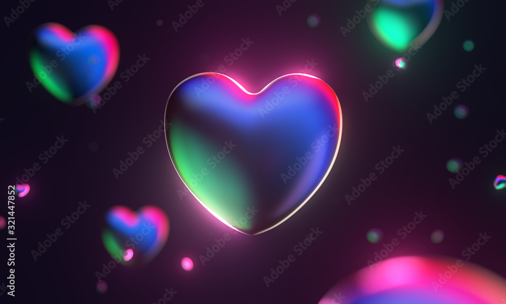 Neon Iridescent Abstract Glow Rainbow Spectral Colorful 3d Heart Illustration Neon Iridescent Abstract Glow Rainbow Spectral Colorful 3d Heart Illustration