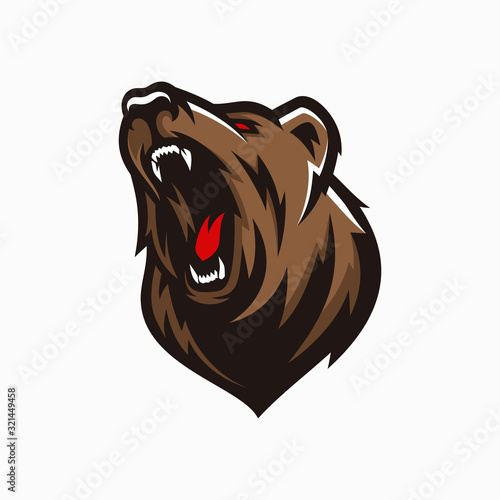 Modern professional grizzly bear logo for a sport team