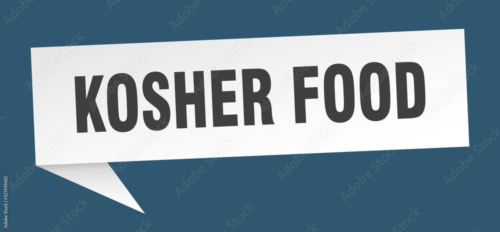 kosher food speech bubble. kosher food ribbon sign. kosher food banner
