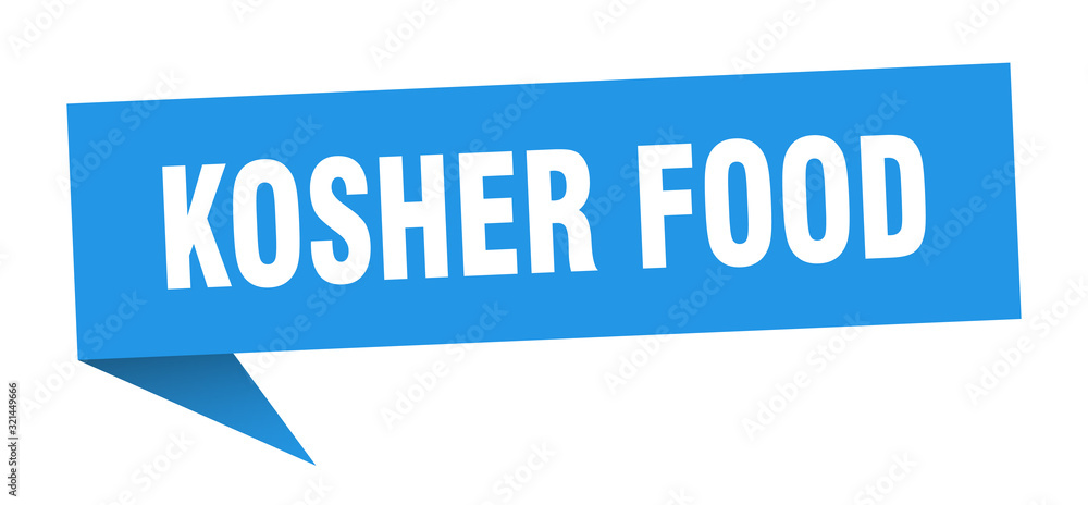 kosher food speech bubble. kosher food ribbon sign. kosher food banner