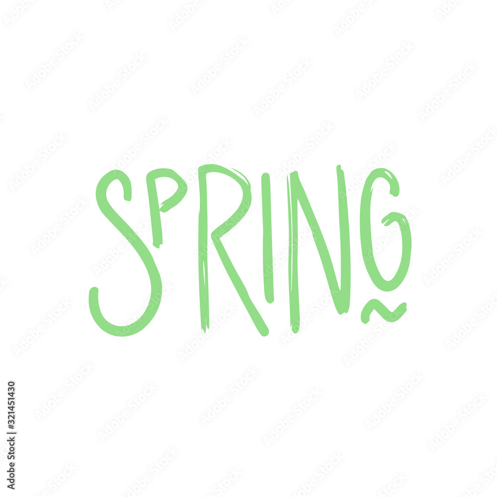 Spring. Hand-drawn calligraphy. Design for holiday card and invitation to seasonal spring holiday Spring. Hand-drawn calligraphy. Design for holiday card and invitation to seasonal spring holiday