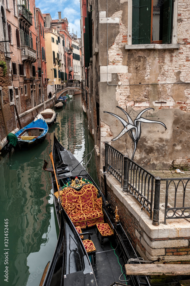 characteristic canals, buildings and bridges in Venice, Italy