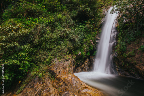 Tropical Mae Pan Waterfall in Doi Inthanon National Park in Chiang Mai. © belyaaa