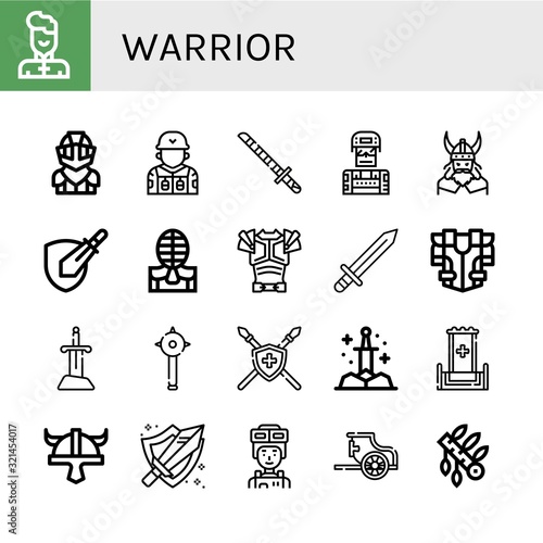 warrior simple icons set
