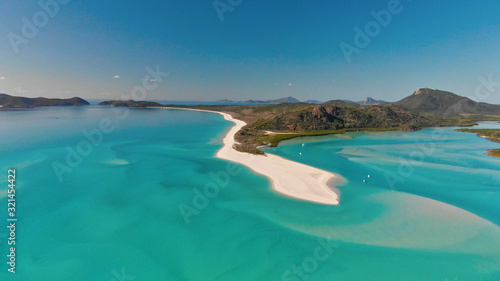 Amazing aerial view of Whitehaven Beach from drone, Queensland, Australia