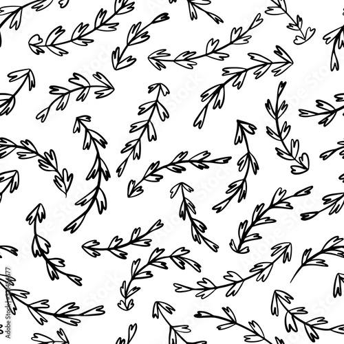 Floral vector seamless pattern. Hand drawn black and white simple doodle illustration. Ideal for textiles, wallpaper, packaging, etc © Світлана Харчук