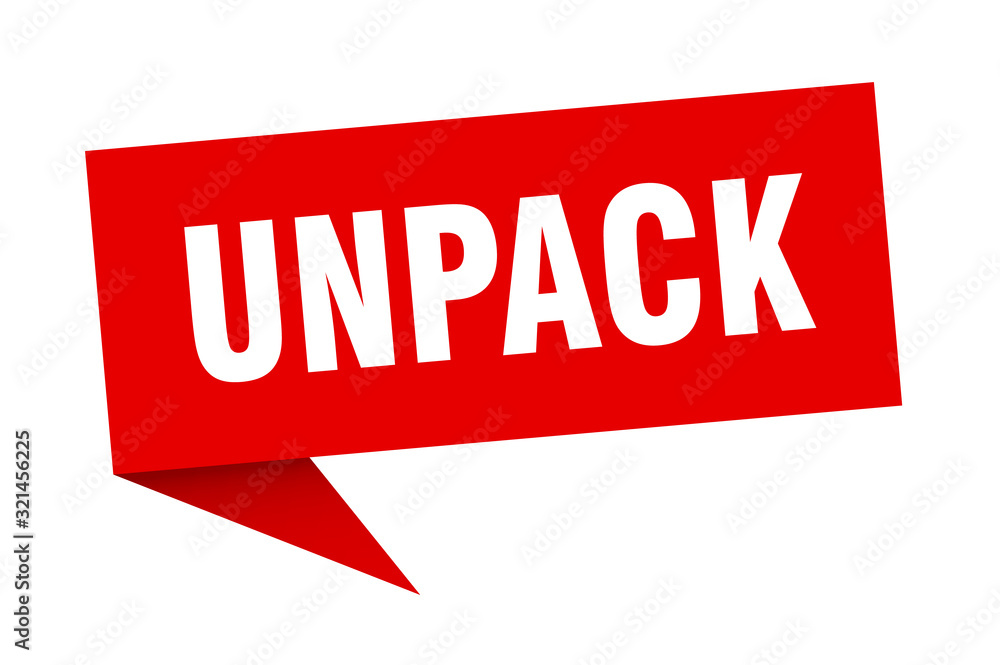 unpack speech bubble. unpack ribbon sign. unpack banner unpack speech bubble. unpack ribbon sign. unpack banner